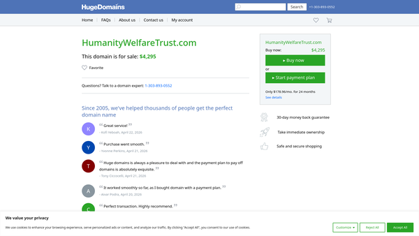 Screenshot of the Humanity Welfare Trust website