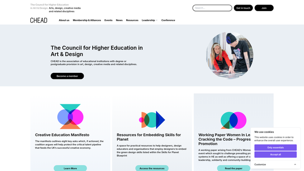 Screenshot of the Council For Higher Education In Art & Design website