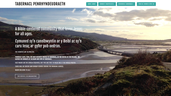 Screenshot of the Tabernacl Penrhyndeudraeth website