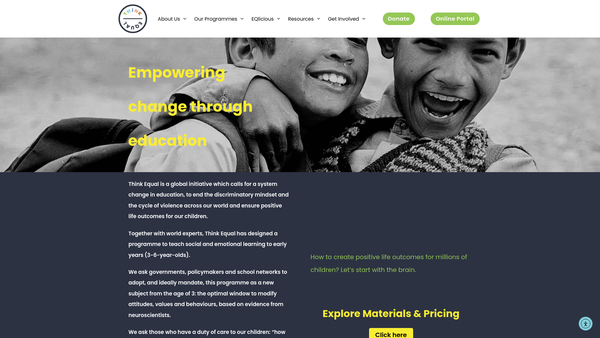 Screenshot of the Think Equal website