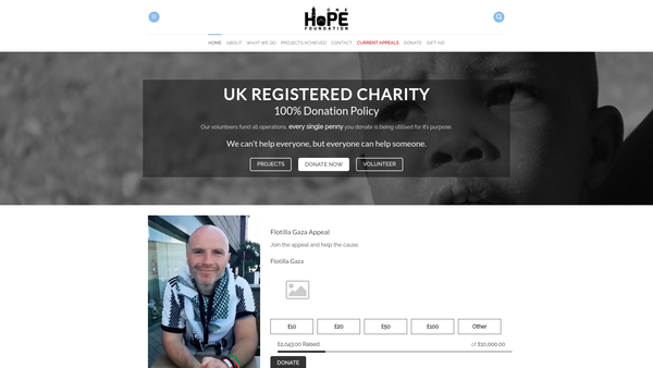 Screenshot of the One Hope Foundation website