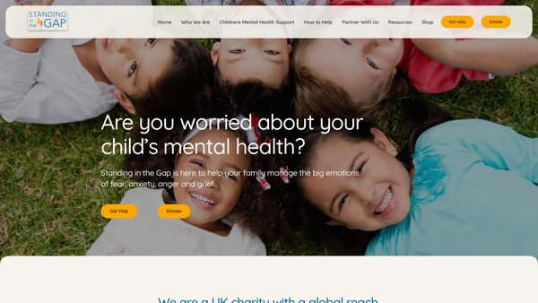Screenshot of the Standing In The Gap website
