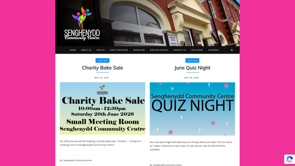 Screenshot of the Senghenydd Community Centre website