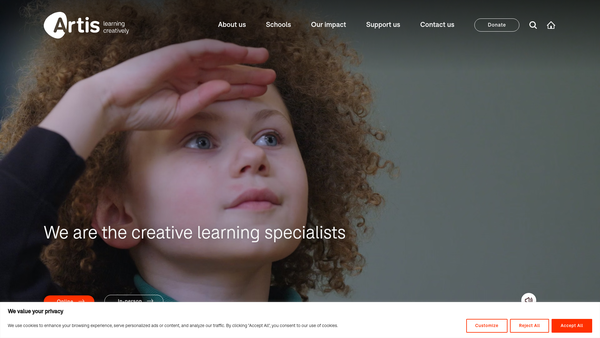Screenshot of the Artis Foundation website