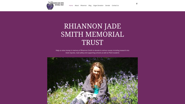 Screenshot of the Rhiannon Jade Smith Memorial Trust website