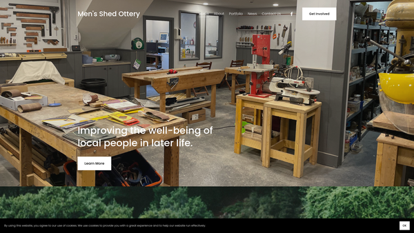 Screenshot of the Men's Shed Ottery website