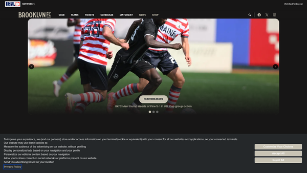 Screenshot of the Brooklyn Football Club website