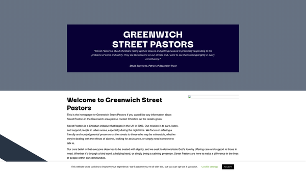 Screenshot of the Greenwich Street Pastors website