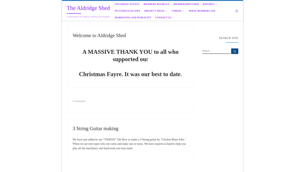 Screenshot of the Aldridge Shed website
