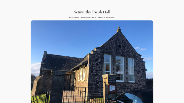 Screenshot of the Setmurthy Parish Hall website