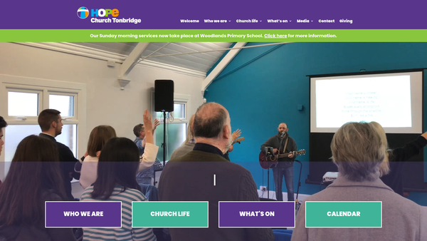 Screenshot of the Hope Church Tonbridge website