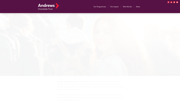 Screenshot of the Andrews Charitable Trust website