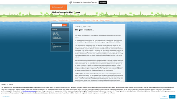Screenshot of the Riseley Children's Centre & Community Hub website
