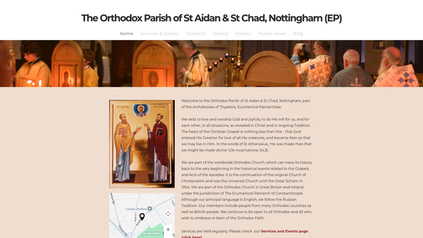 Screenshot of the The Exarchate Parish Of St Aidan & St Chad, Nottingham Orthodox Christian Property Trust Deed website