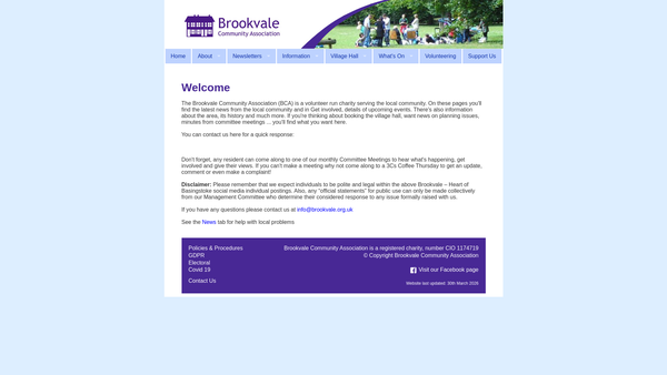 Screenshot of the Brookvale Community Association website