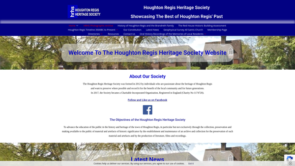 Screenshot of the Houghton Regis Heritage Society website