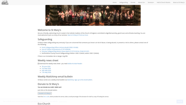Screenshot of the The Parochial Church Council Of The Ecclesiastical Parish Of Potters Bar website