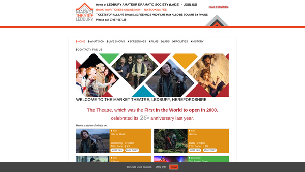 Screenshot of the Ledbury Amateur Dramatic Society Limited website