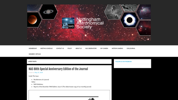 Screenshot of the Nottingham Astronomical Society website