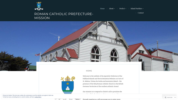 Screenshot of the Apostolic Prefecture Of The Falklands And Mission To St Helena, Tristan Da Cunha And Ascension Island CIO website