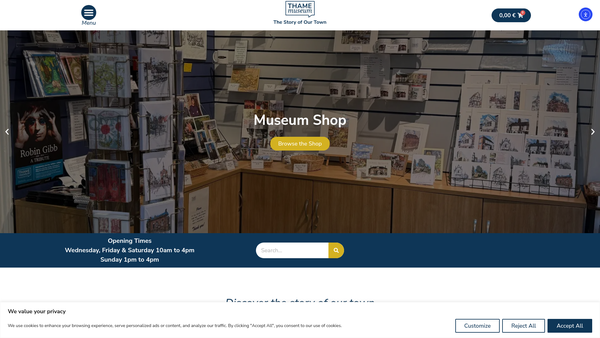 Screenshot of the The Thame Museum Trust website