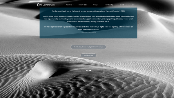 Screenshot of the The Camera Club website