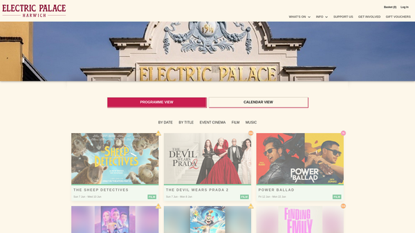 Screenshot of the Harwich Electric Palace Trust website