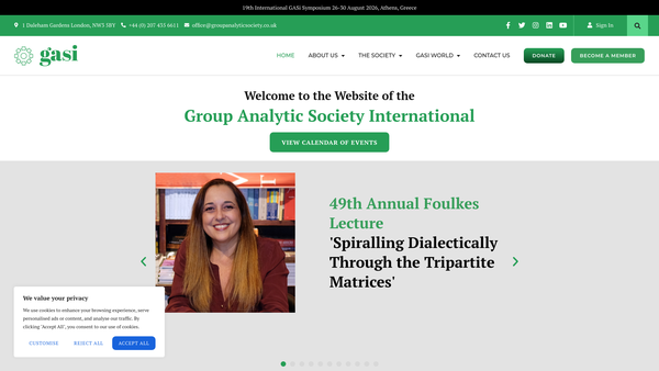 Screenshot of the Group Analytic Society ,International website