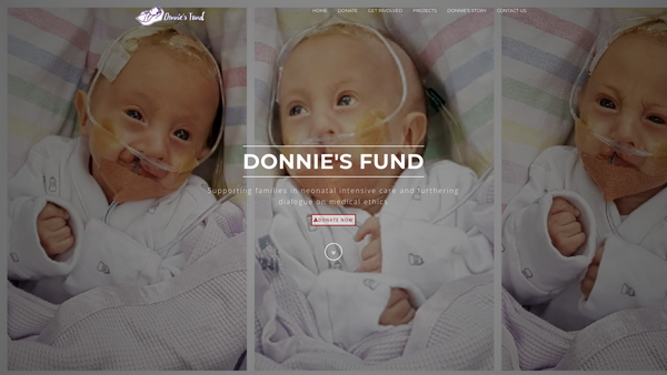 Screenshot of the Donnie's Fund website