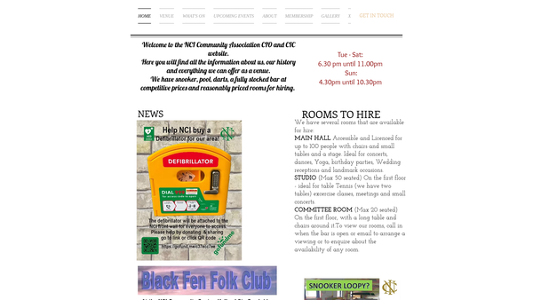 Screenshot of the Nci Community Association CIO website