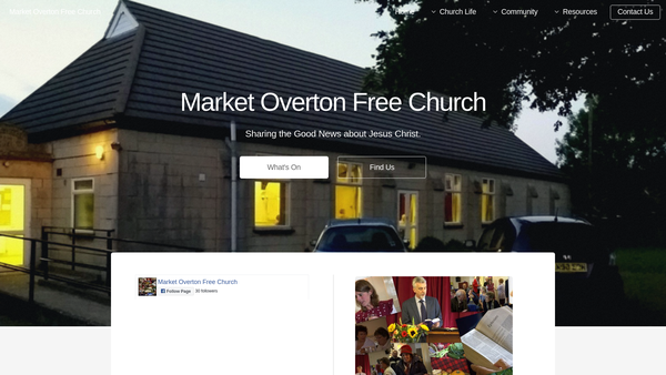 Screenshot of the Market Overton Free Church website