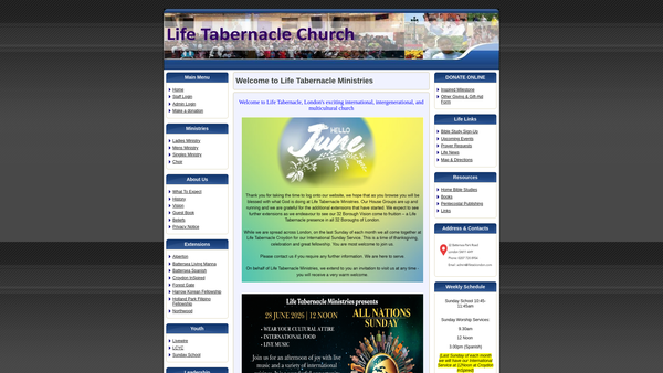 Screenshot of the Life Tabernacle United Pentecostal Church Trust website