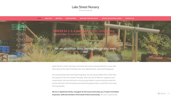 Screenshot of the Lake Street Nursery And Pre-School CIO website