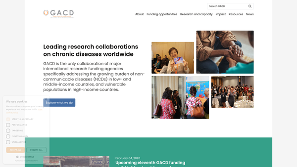 Screenshot of the Gacd Action website