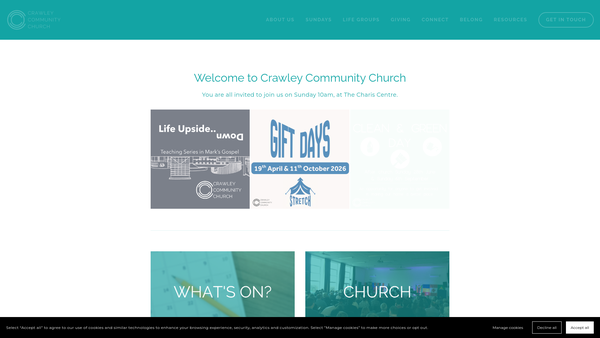 Screenshot of the Crawley Community Church website