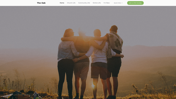 Screenshot of the Oak Community Church website