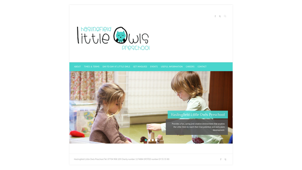 Screenshot of the Haslingfield Little Owls Preschool website