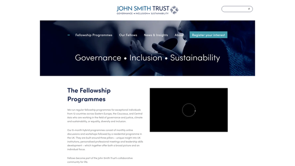 Screenshot of the The John Smith Trust website