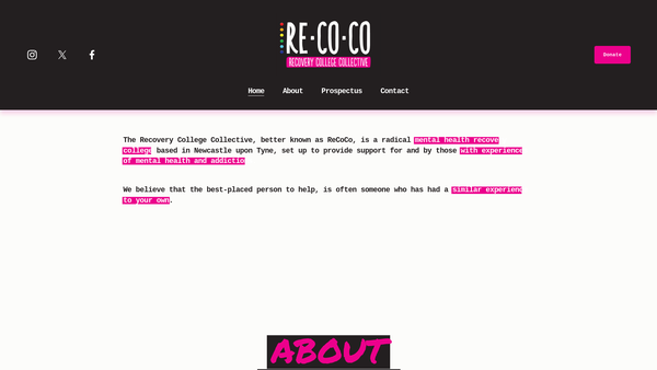 Screenshot of the Recovery College Collective Limited website