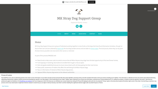Screenshot of the Mk Stray Dog Support Group website