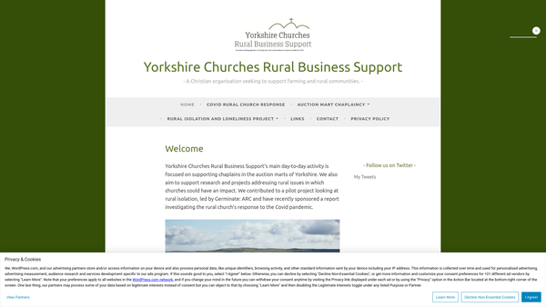 Screenshot of the Yorkshire Churches Rural Business Support website