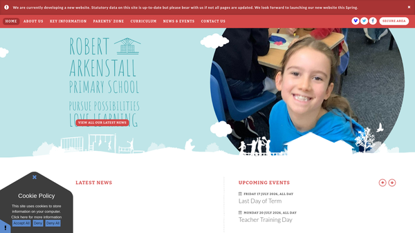 Screenshot of the Friends Of Robert Arkenstall School website