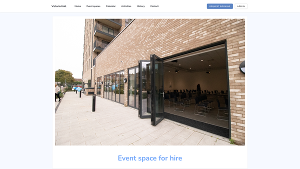 Screenshot of the Victoria Hall Harrow website