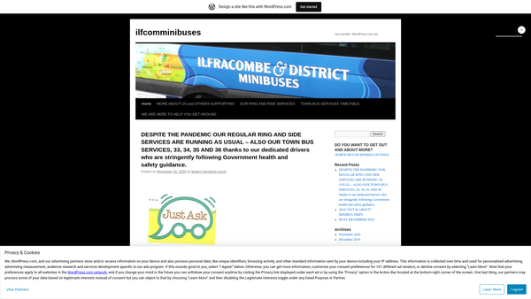 Screenshot of the Ilfracombe & District Community Transport Association website