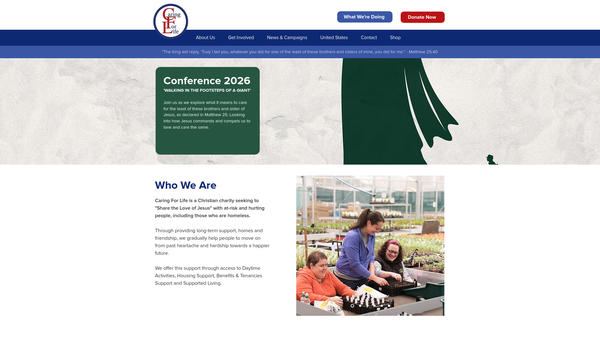 Screenshot of the Caring For Life website