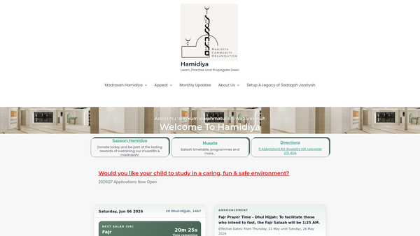 Screenshot of the Hamidiya Community Organisation website