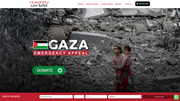 Screenshot of the Humanity Care Relief website