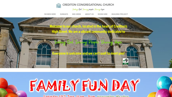Screenshot of the Crediton Congregational Church website
