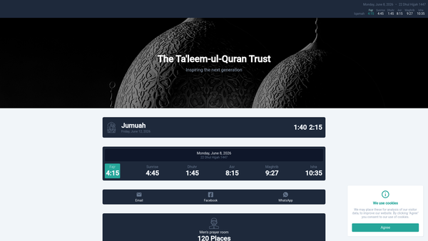 Screenshot of the The Taleem Ul Quran Trust website