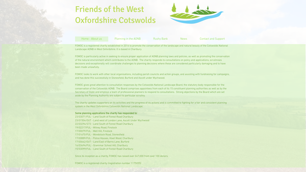 Screenshot of the Friends Of The West Oxfordshire Cotswolds website